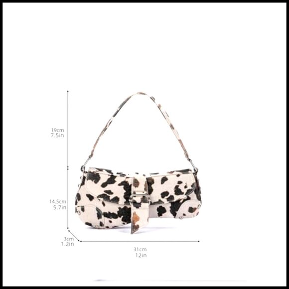 Y2K Leopard Print Shoulder Bag Retro Denim Satchel Top Handle Clutch - Picture 6 of 6